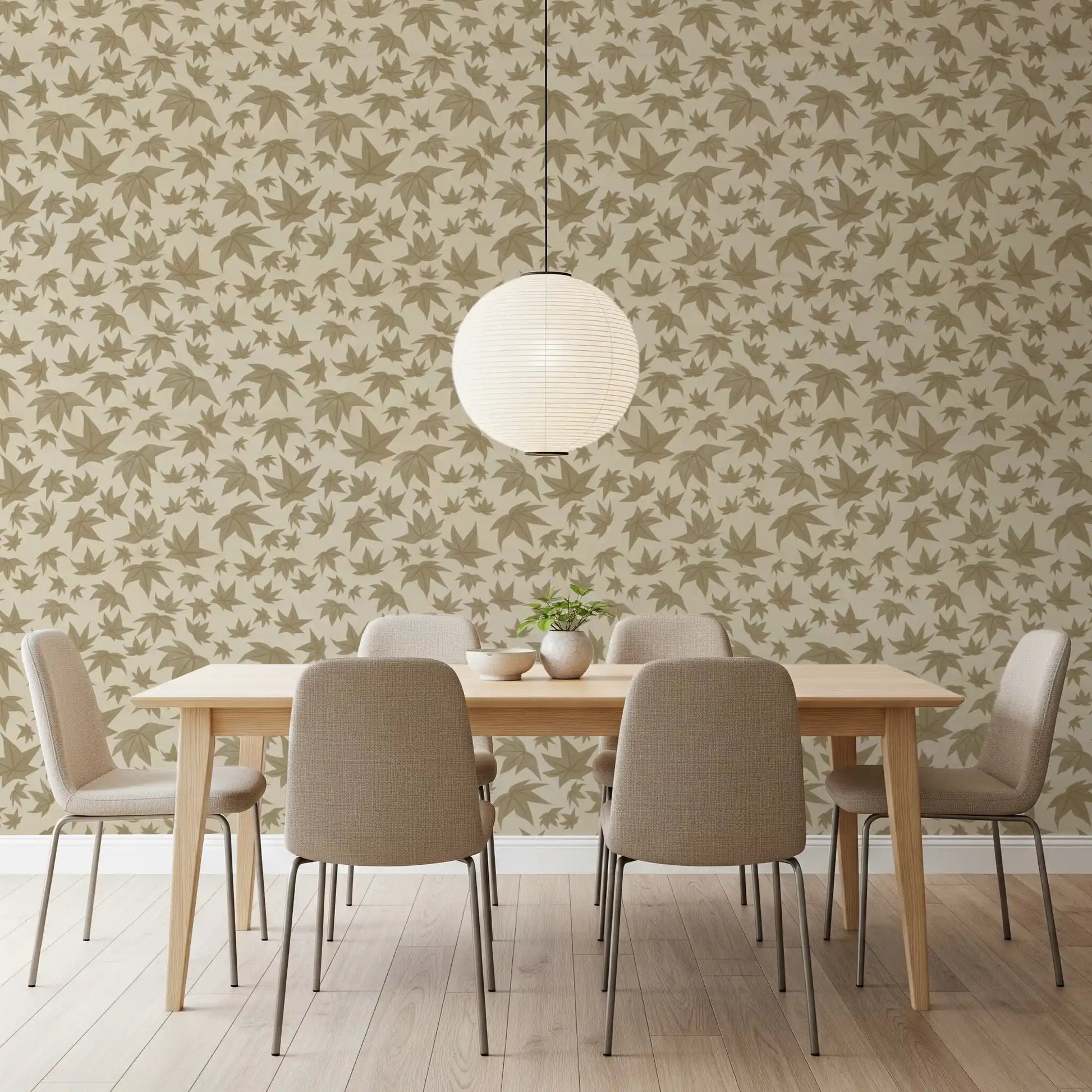 Japanese Maple Leaves - Soft Beiges Wallpaper⁠