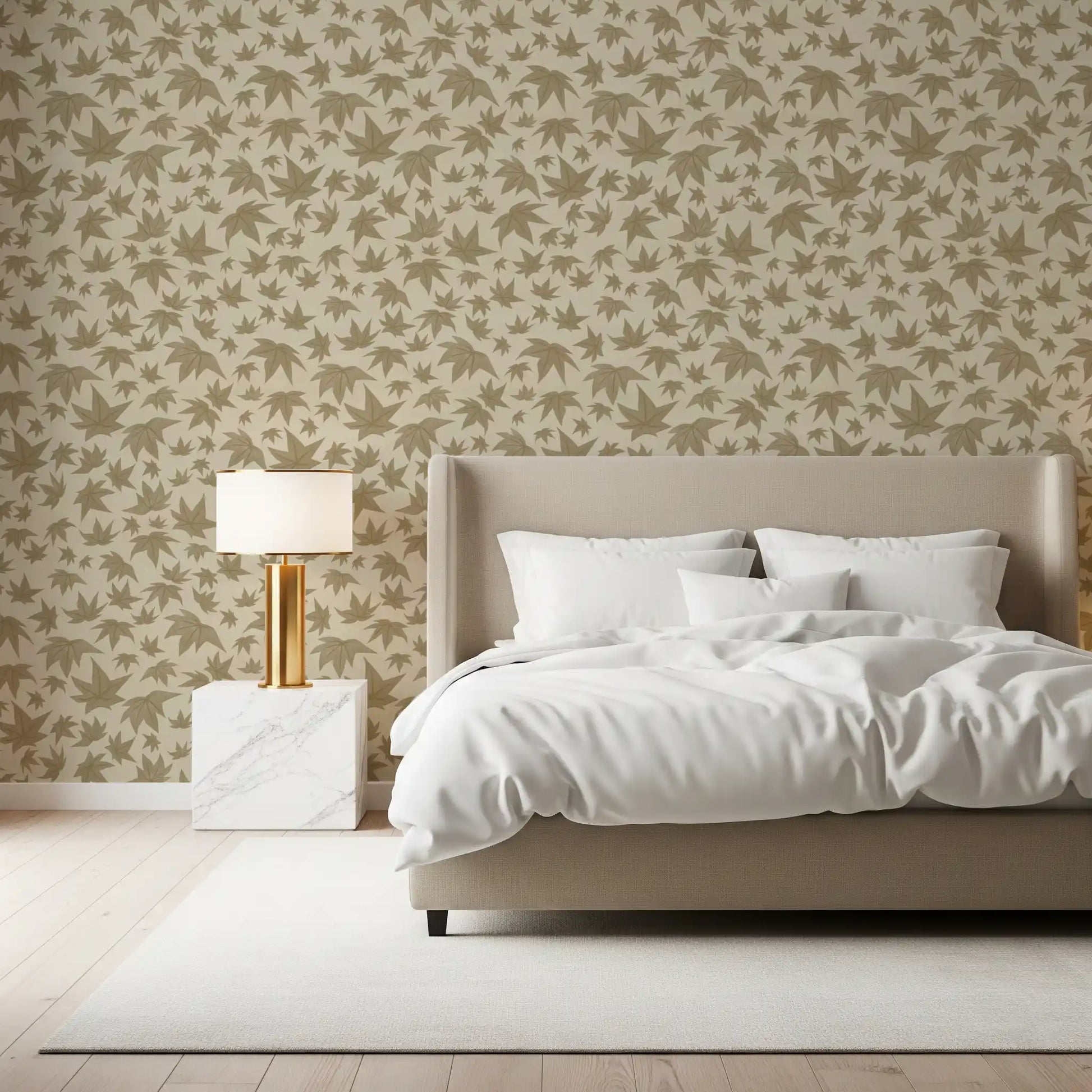 Japanese Maple Leaves - Soft Beiges Wallpaper⁠