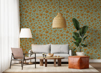 Japanese Maple Leaves - Mustard & Water Wallpaper⁠