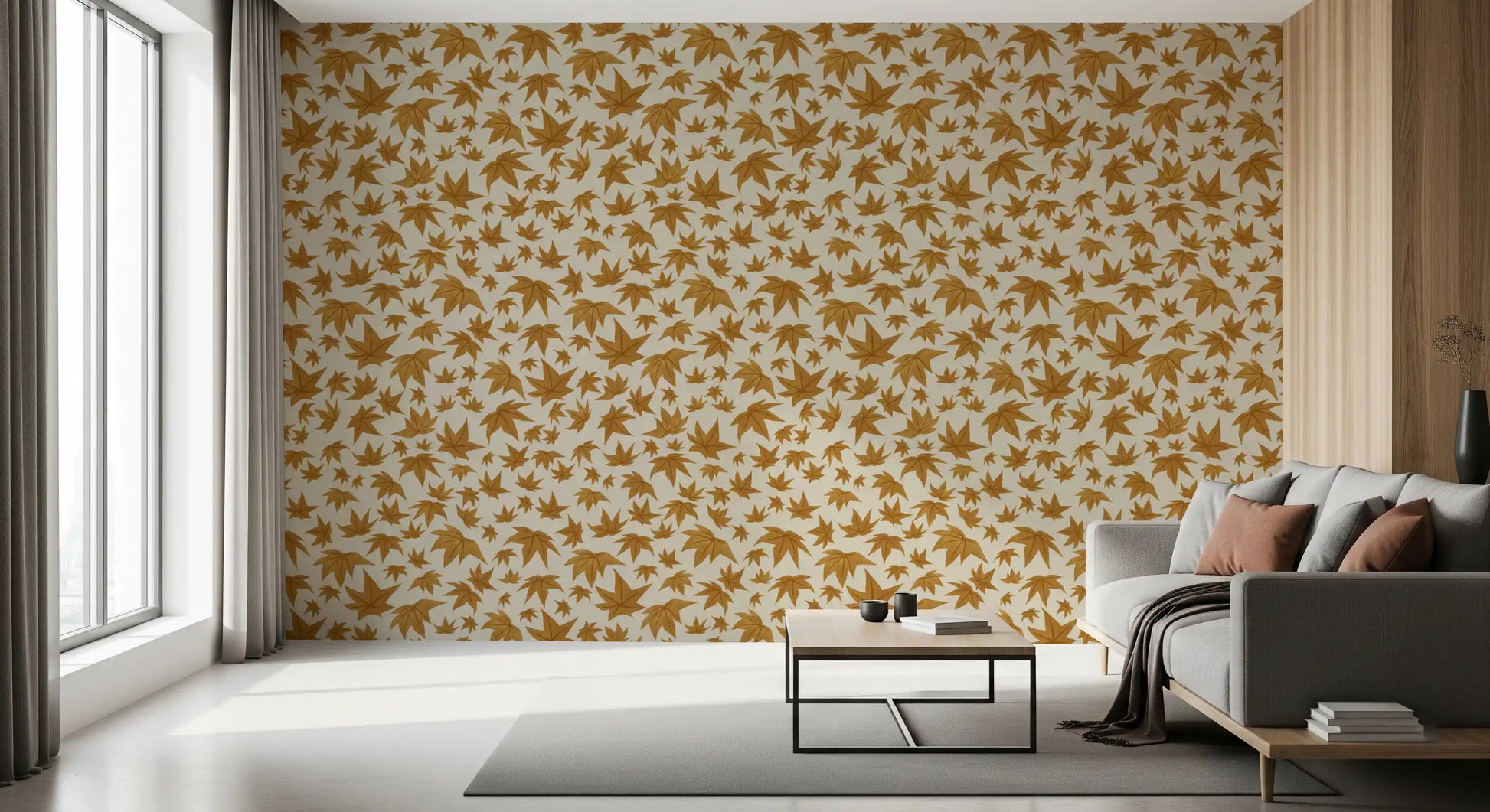 Japanese Maple Leaves - Mustard Wallpaper⁠