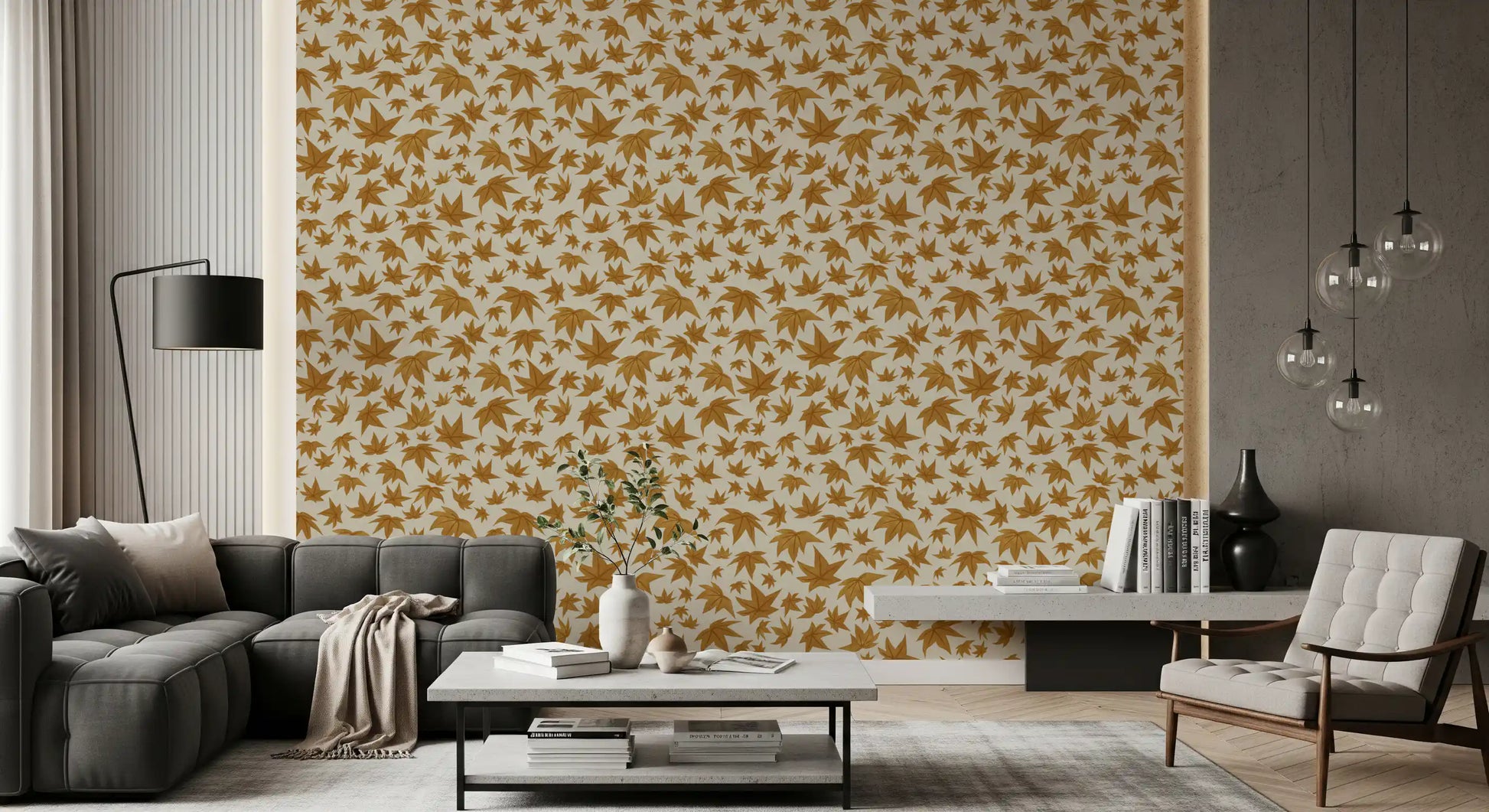 Japanese Maple Leaves - Mustard Wallpaper⁠