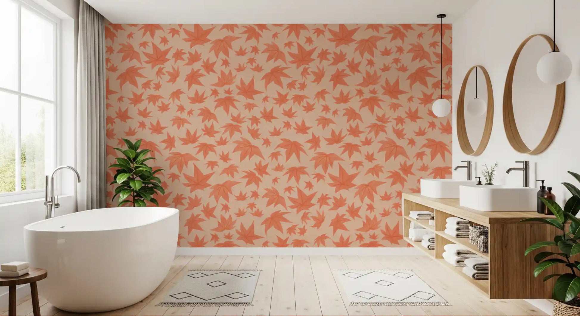 Japanese Maple Leaves - Soft Corals Wallpaper⁠