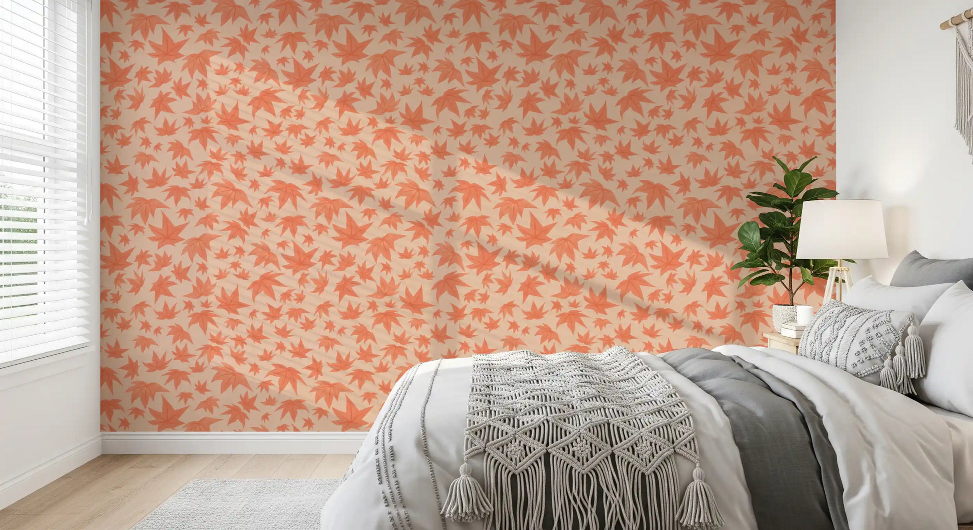 Japanese Maple Leaves - Soft Corals Wallpaper⁠