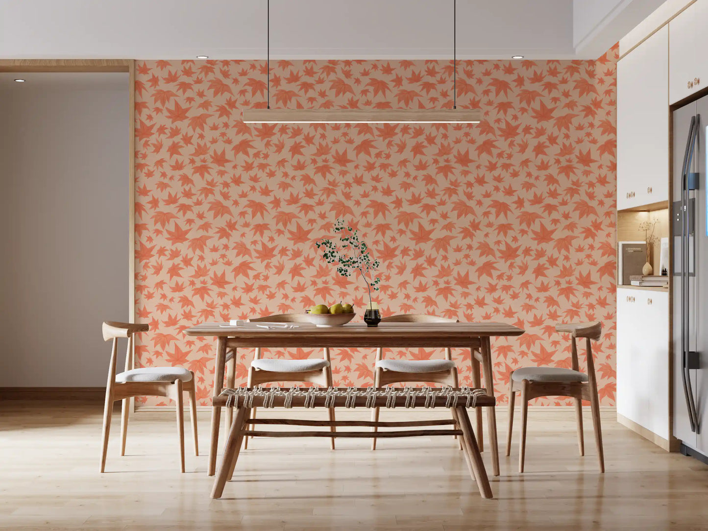 Japanese Maple Leaves - Soft Corals Wallpaper⁠