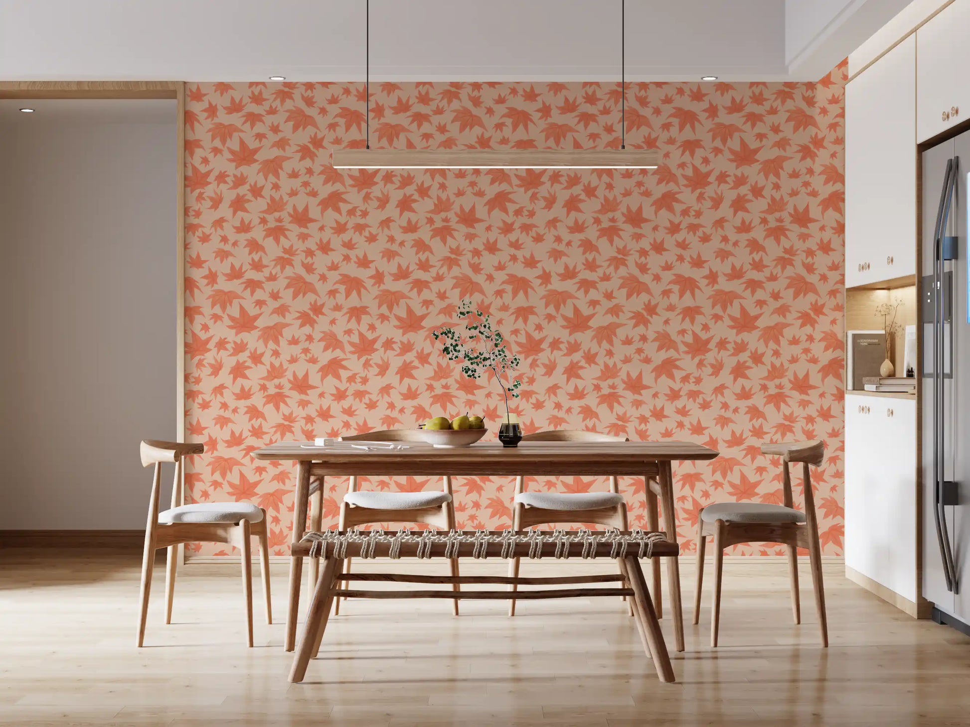 Japanese Maple Leaves - Soft Corals Wallpaper⁠