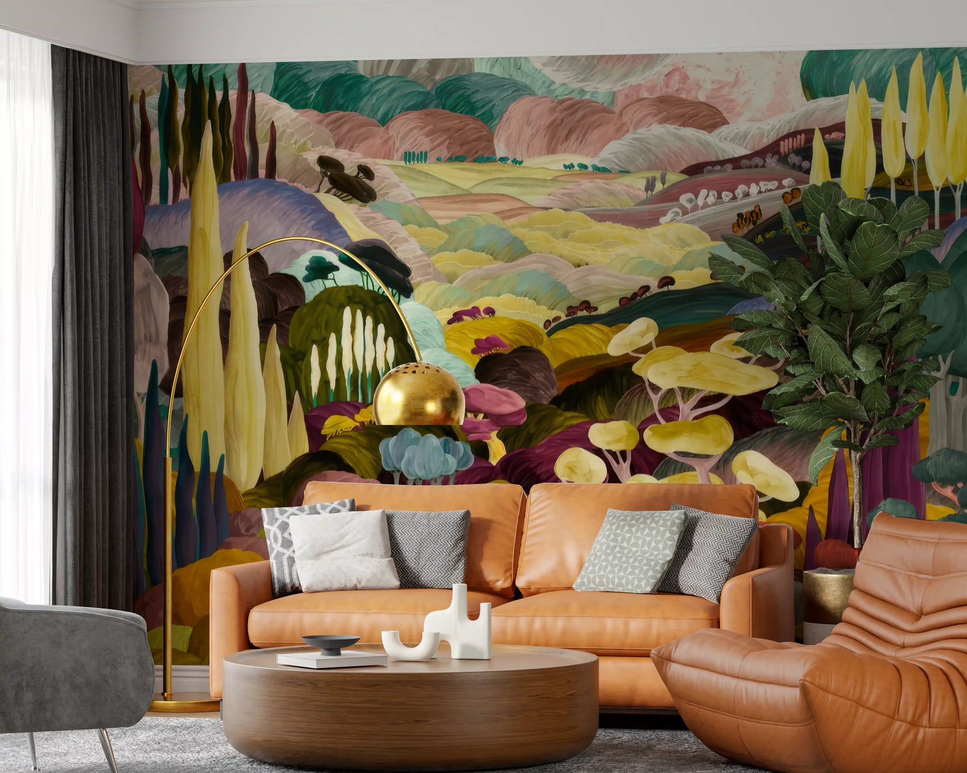 Vibrant Tonal Landscape Wall Mural