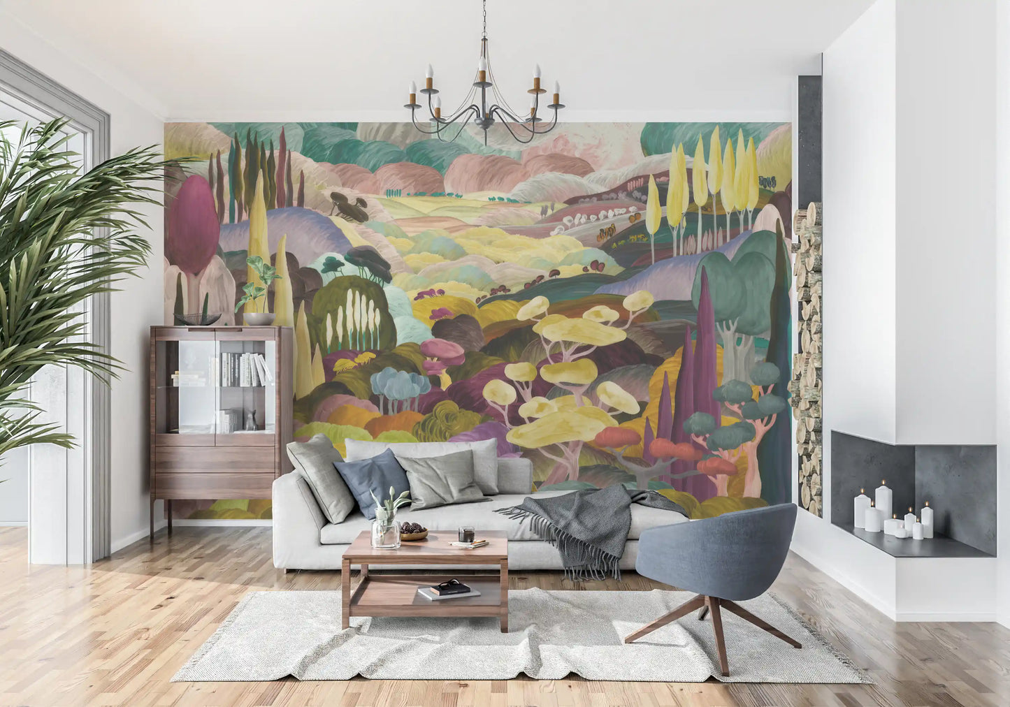 Vibrant Tonal Landscape Wall Mural