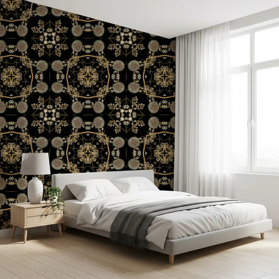 Midnight Dandelion Mandala Wallpaper⁠