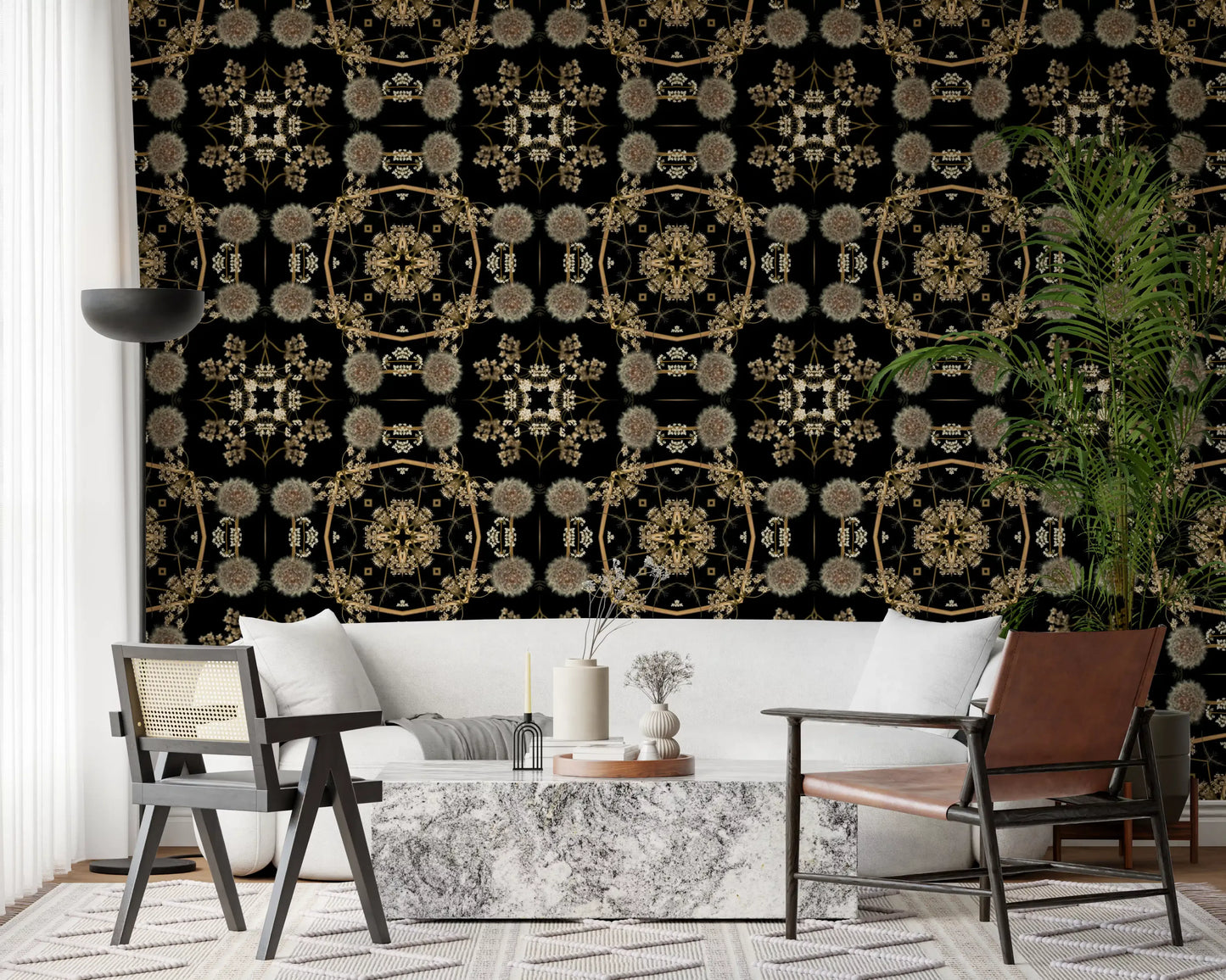 Midnight Dandelion Mandala Wallpaper⁠