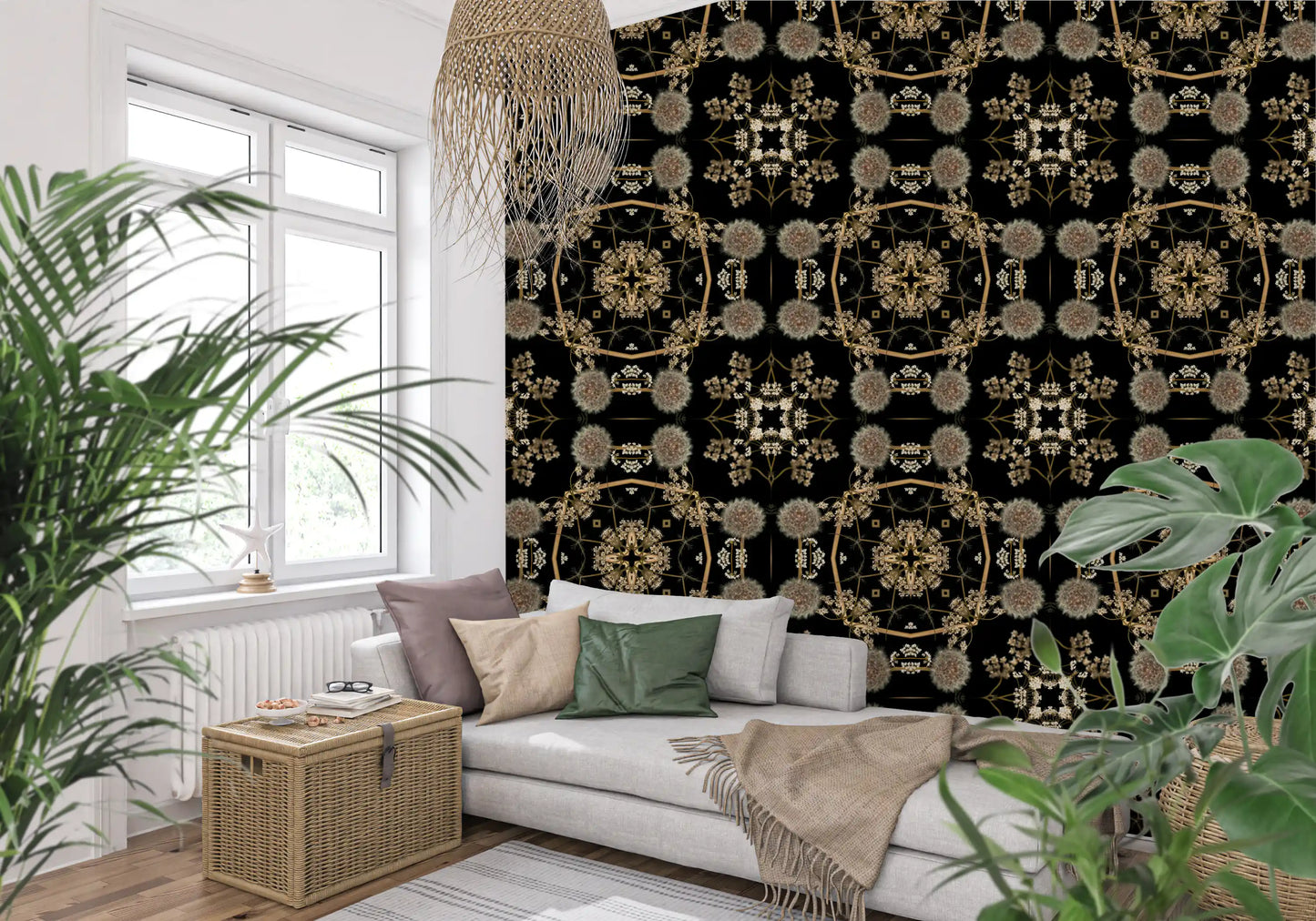 Midnight Dandelion Mandala Wallpaper⁠