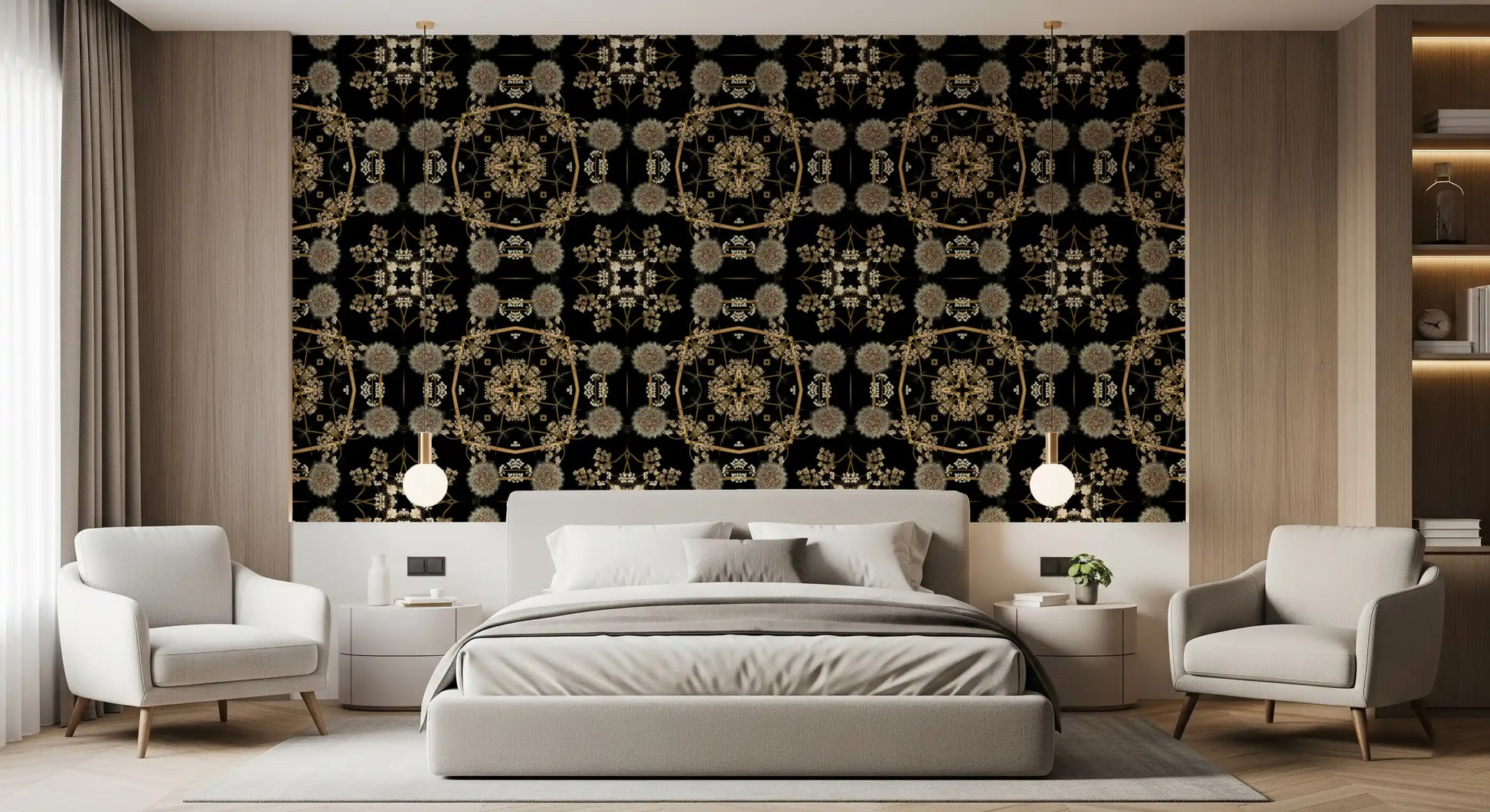 Midnight Dandelion Mandala Wallpaper⁠