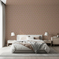 Terracotta Geometric Starburst Tile Pattern Wallpaper⁠
