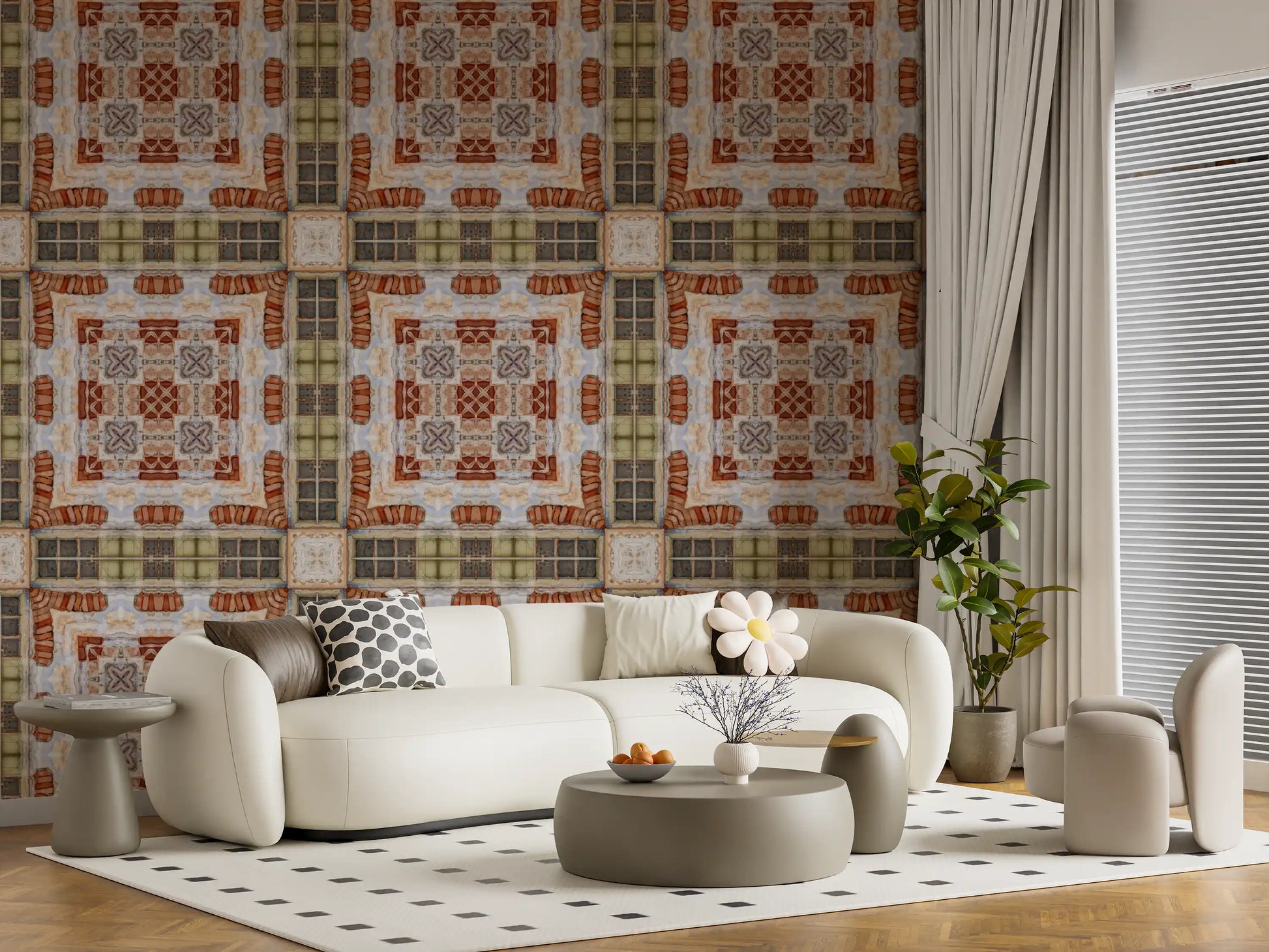 Rustic Brickwork Mosaic Wallpaper⁠