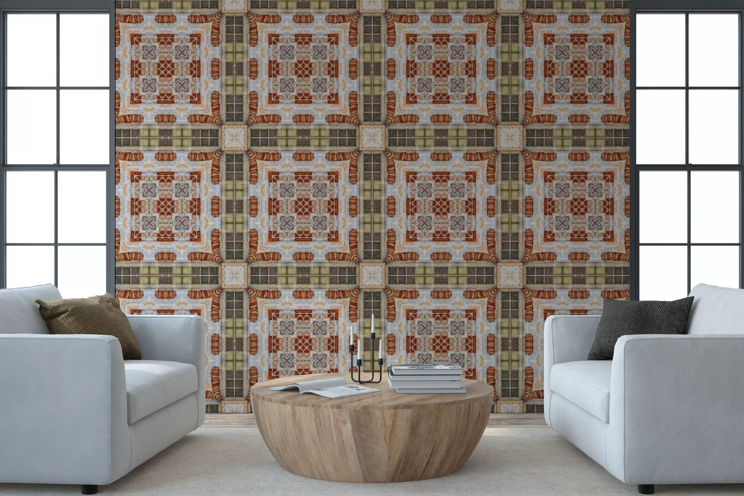 Rustic Brickwork Mosaic Wallpaper⁠
