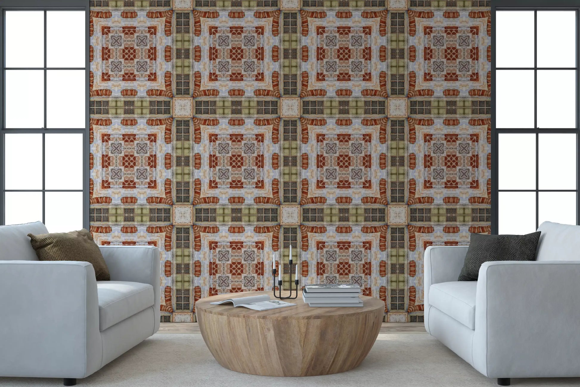 Rustic Brickwork Mosaic Wallpaper⁠