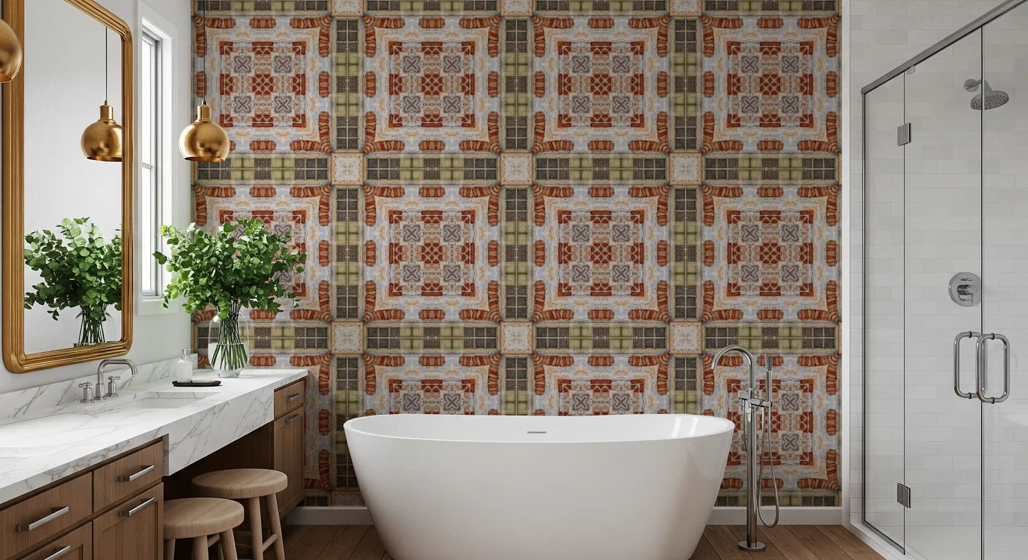 Rustic Brickwork Mosaic Wallpaper⁠