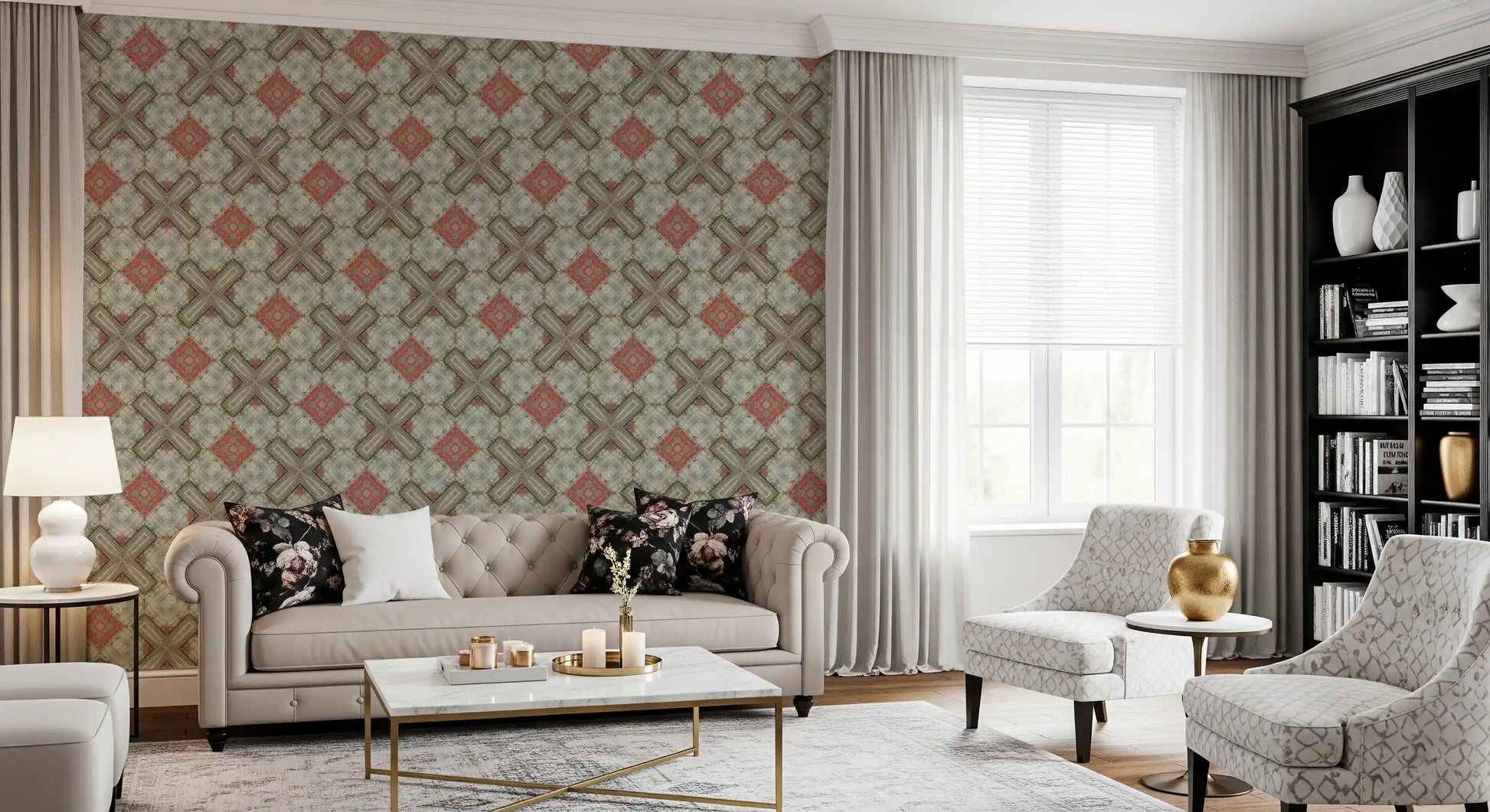 Rustic Geometric Weathered Wood Wallpaper⁠