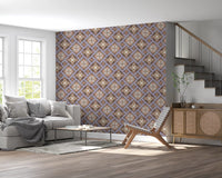 Rustic Diamond Lattice Mosaic Wallpaper⁠