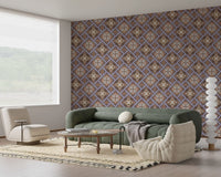 Rustic Diamond Lattice Mosaic Wallpaper⁠
