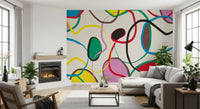 Playful Scribble and Shape Pattern Wall Mural