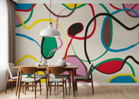 Playful Scribble and Shape Pattern Wall Mural