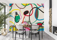 Playful Scribble and Shape Pattern Wall Mural