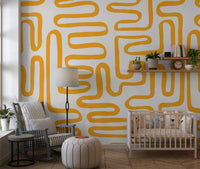 Golden Maze Linear Pattern Wall Mural