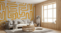 Golden Maze Linear Pattern Wall Mural