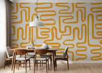 Golden Maze Linear Pattern Wall Mural