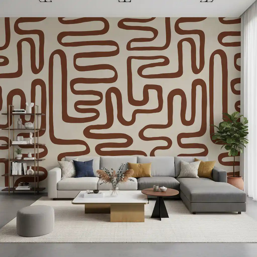 Continuous Earthy Maze Wall Mural