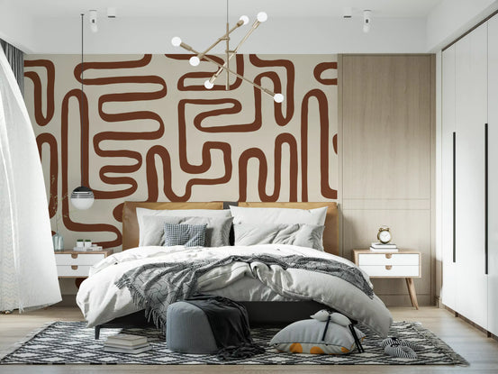 Continuous Earthy Maze Wall Mural