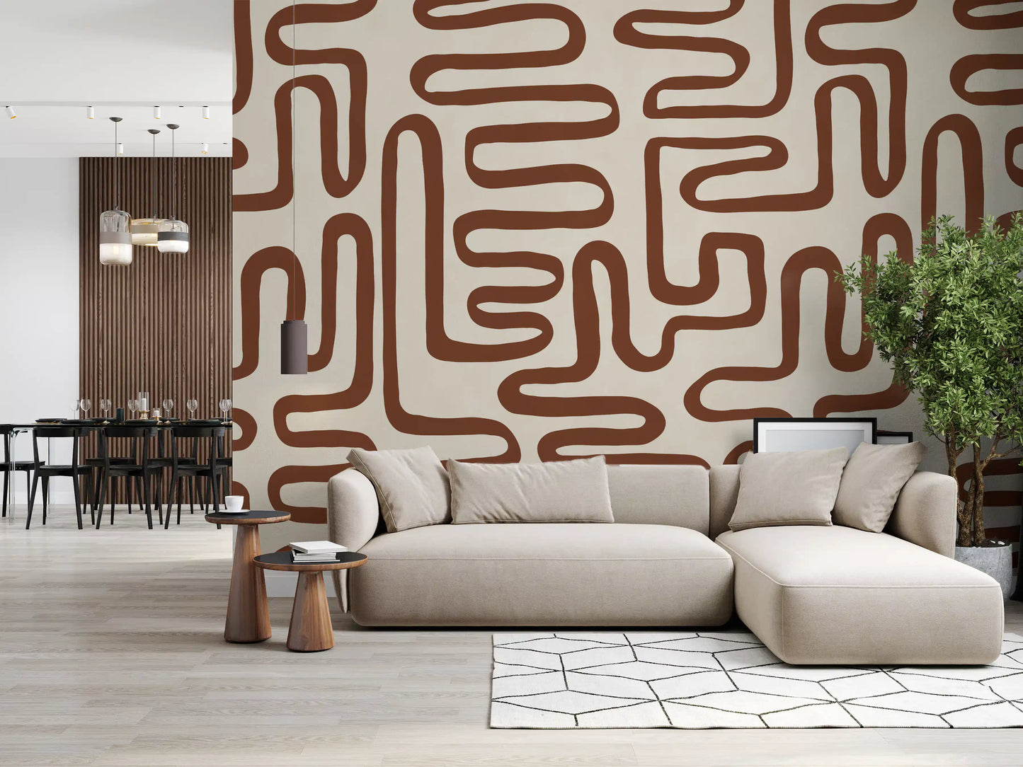 Continuous Earthy Maze Wall Mural