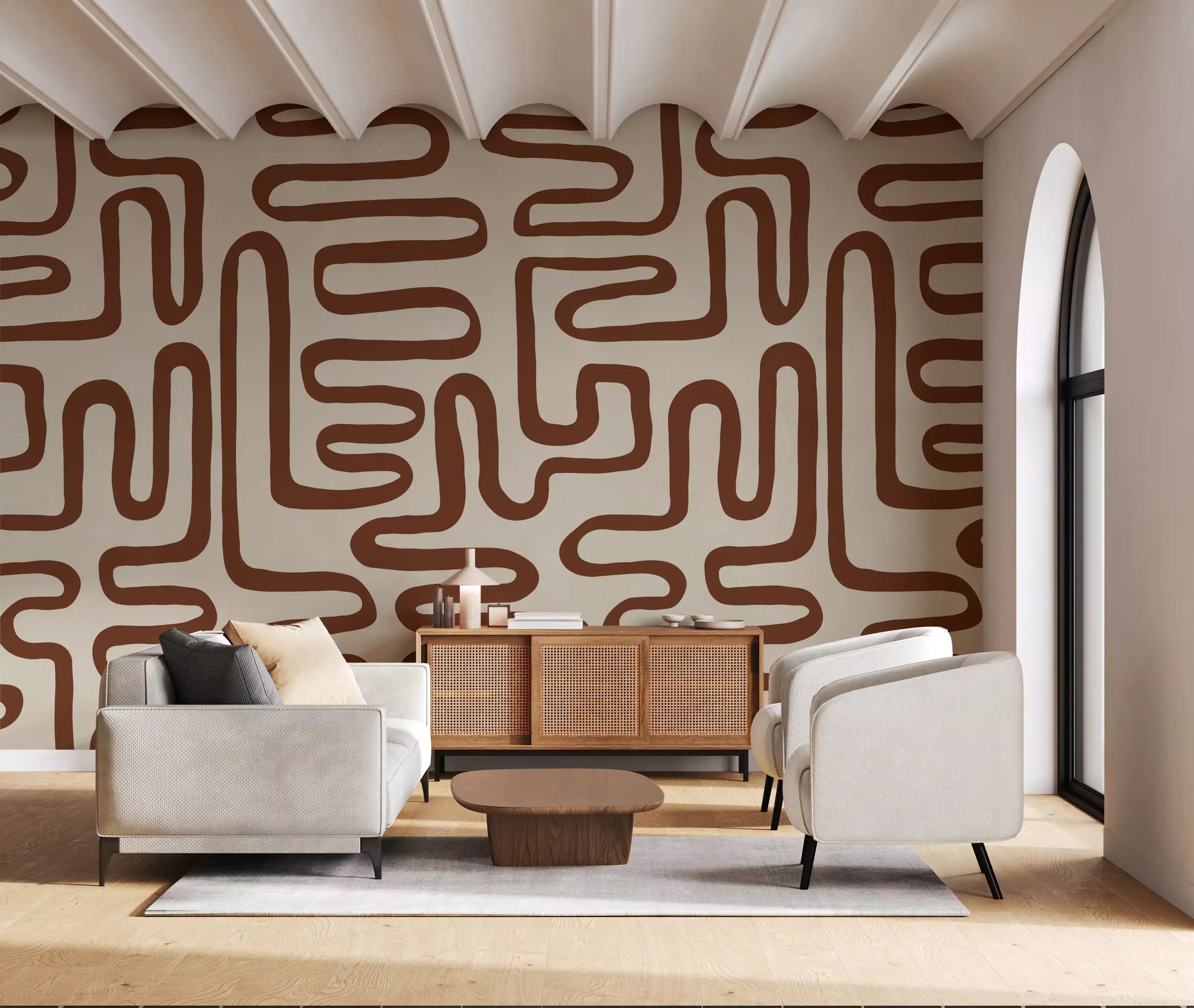 Continuous Earthy Maze Wall Mural
