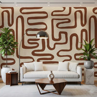 Continuous Earthy Maze Wall Mural