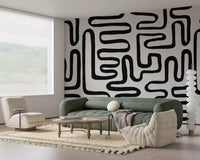 Graphic Ink Wavy Pattern Wall Mural