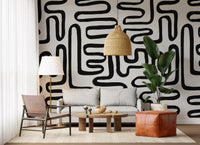 Graphic Ink Wavy Pattern Wall Mural