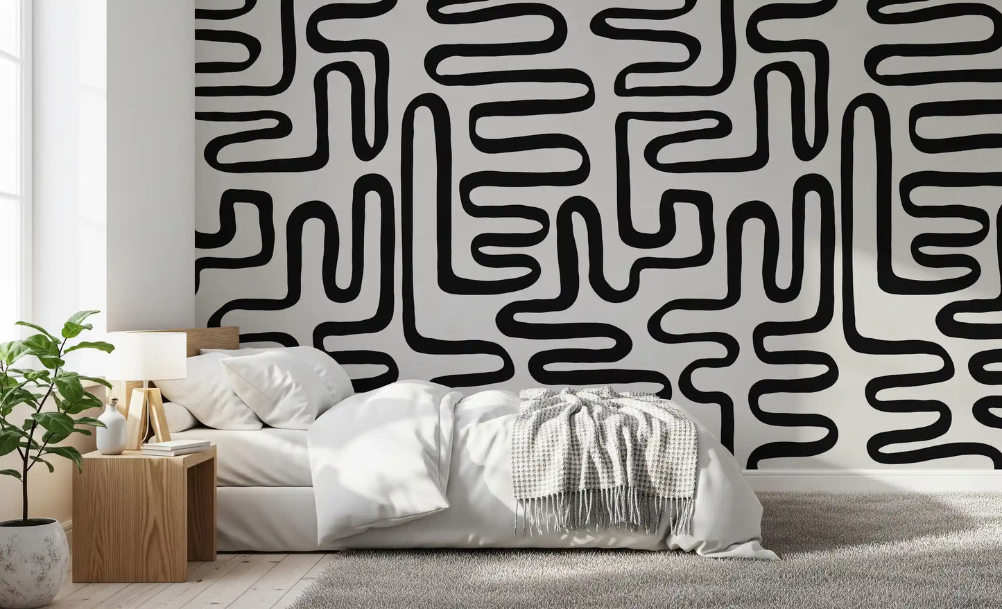Graphic Ink Wavy Pattern Wall Mural