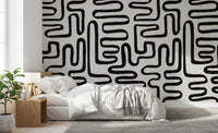 Graphic Ink Wavy Pattern Wall Mural