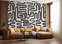 Graphic Ink Wavy Pattern Wall Mural