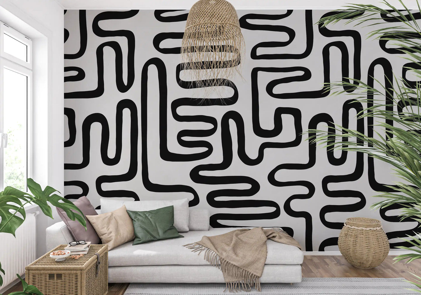 Graphic Ink Wavy Pattern Wall Mural