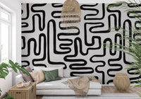 Graphic Ink Wavy Pattern Wall Mural