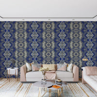 Blue & Gray Abstract Ornamental Geometric Wallpaper - AMBER DESIGN Wallpaper