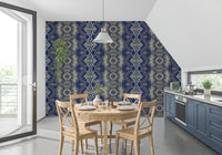 Blue & Gray Abstract Ornamental Geometric Wallpaper - AMBER DESIGN Wallpaper