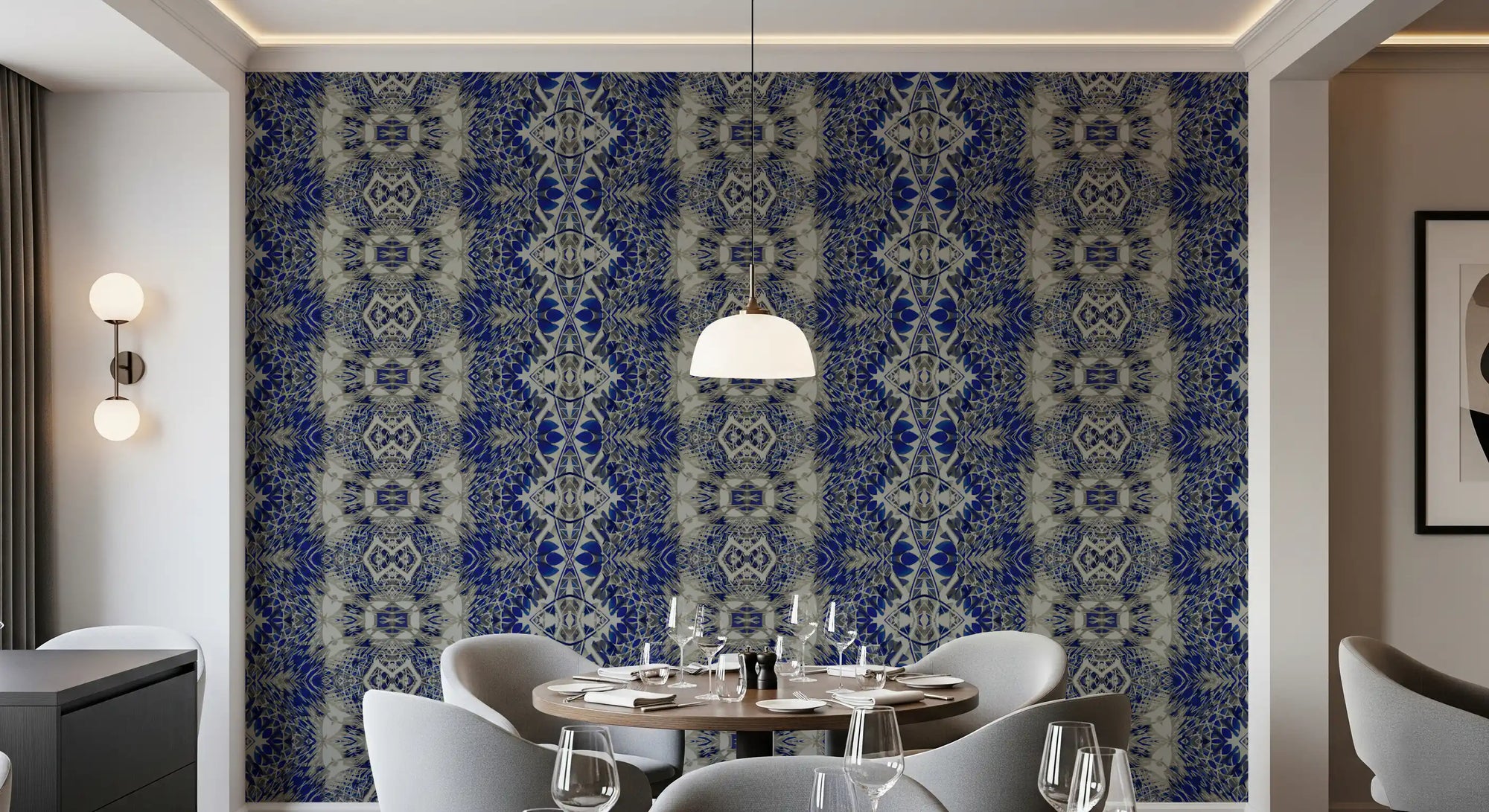 Blue & Gray Contemporary Baroque - BELLAGIO Wallpaper