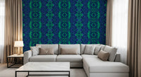 Blue & Green Abstract Ornamental Geometric Wallpaper - AMBER DESIGN Wallpaper