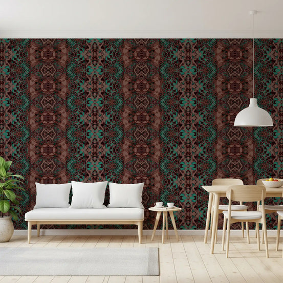 Teal & Brown Modern Baroque Maximalist - BELLAGIO Wallpaper