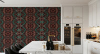 Teal & Brown Intricate Abstract Ornamental Wallpaper - AMBER DESIGN Wallpaper