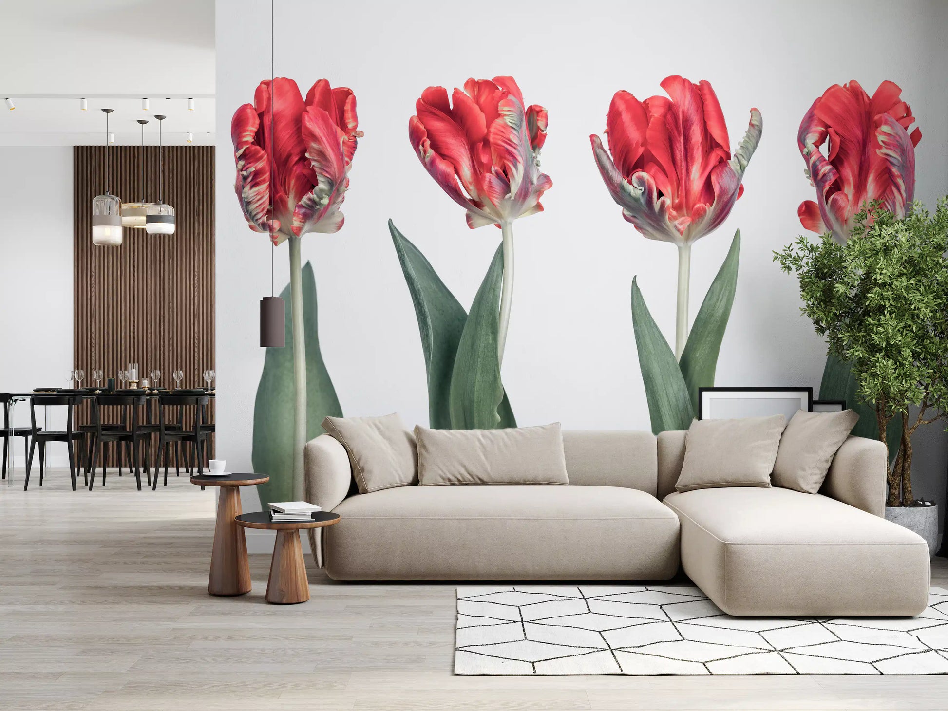 Crimson Parrot Tulip Study Wall Mural