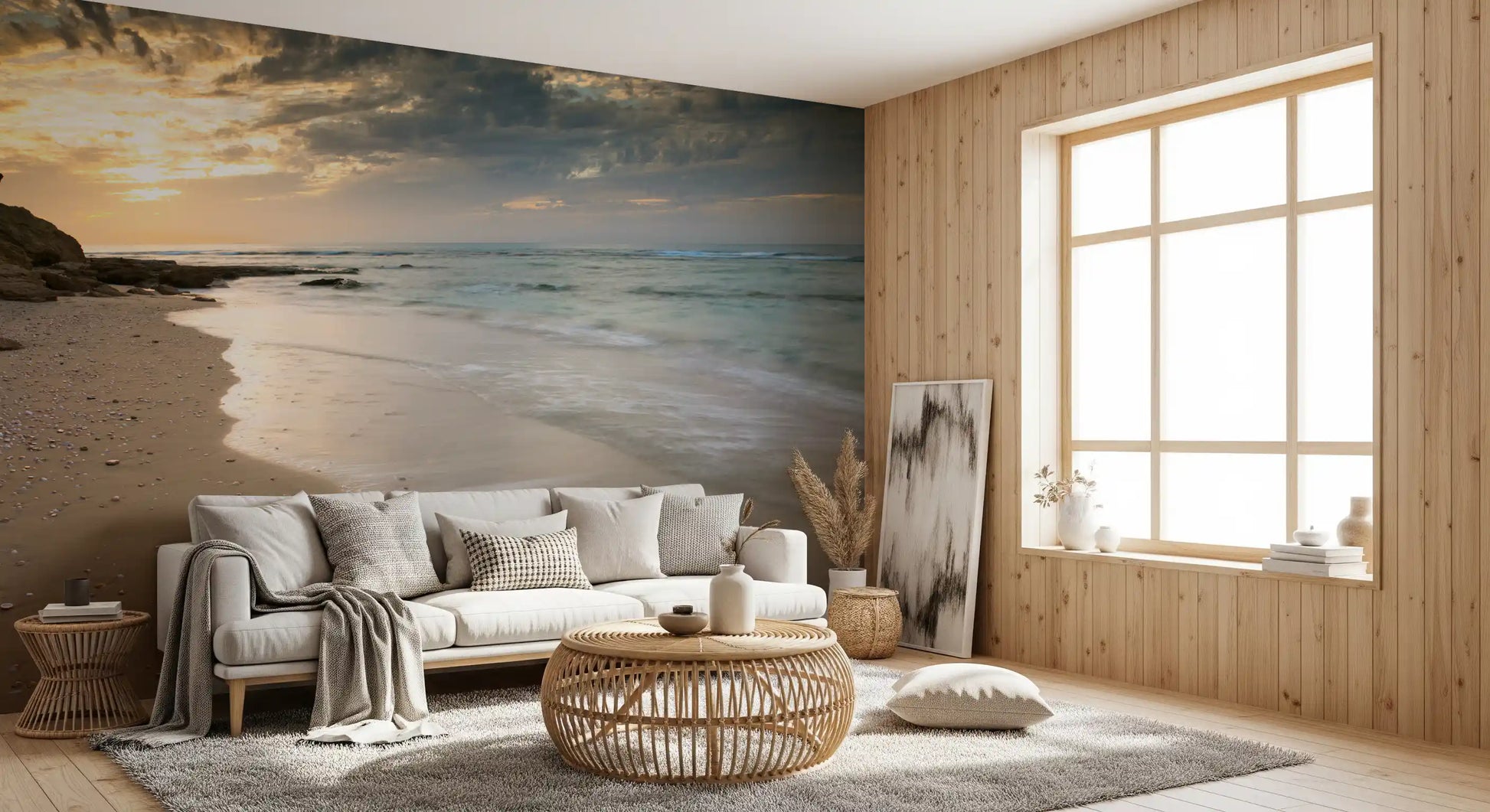 Golden Hour Coastal Tide Wall Mural