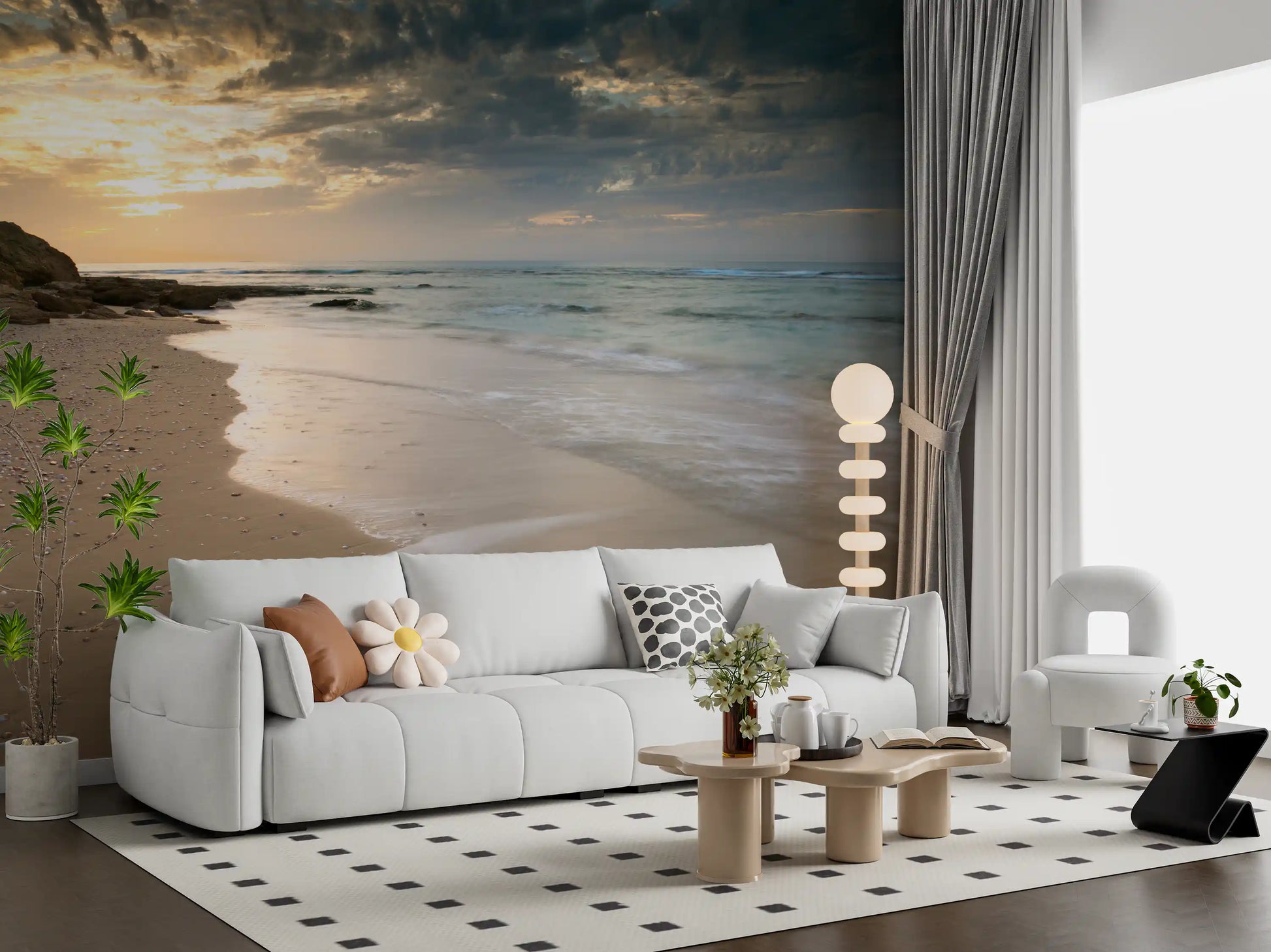 Golden Hour Coastal Tide Wall Mural
